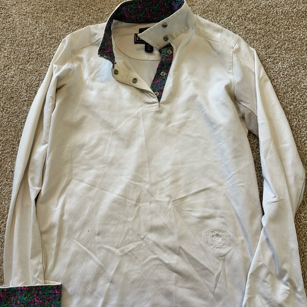Girls XL Long Sleeve show Shirt with Floral Accents